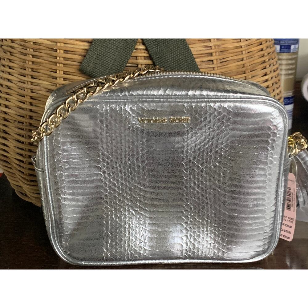 Victoria's secret fashion show silver snake crossbody gold chain strap